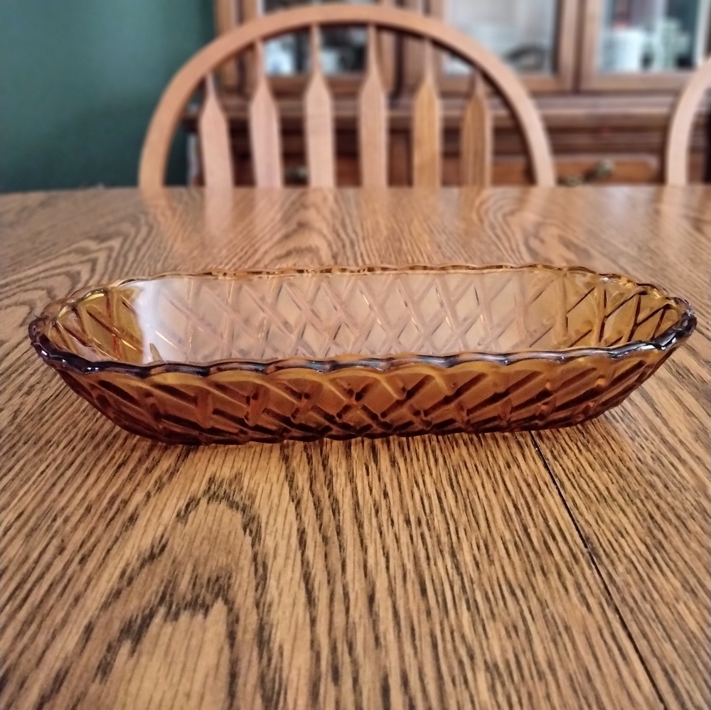 Vintage Amber Glass Dish
